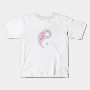 Yin Yang Philosophy Silhouette Shape Text Word Cloud Kids T-Shirt